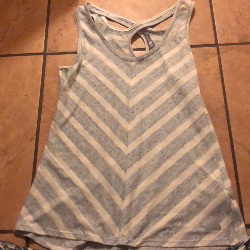 Grey and white workout tank top
